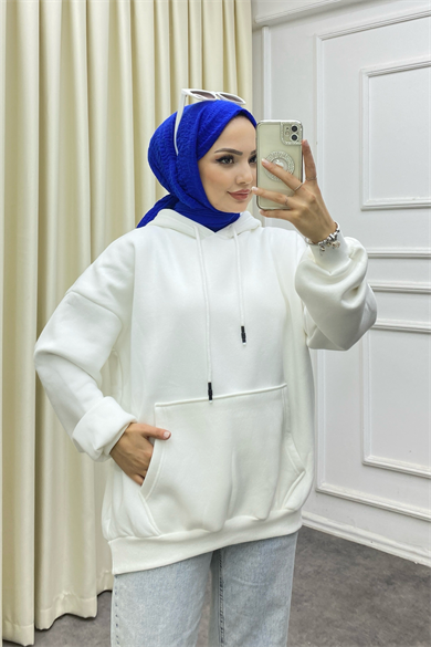 İçi Şardonlu Sweat Beyaz
