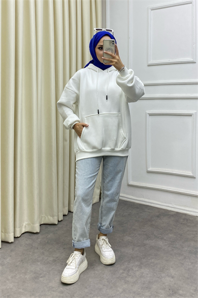 İçi Şardonlu Sweat Beyaz