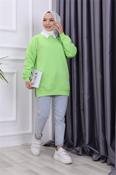 İçi Şardonlu Üç İplik Sweat Yeşil