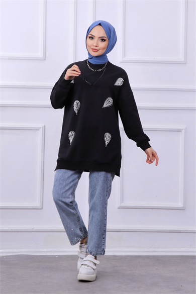 İncili Sweat Siyah