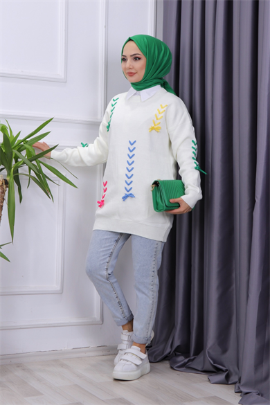 İp Detaylı Tunik Beyaz