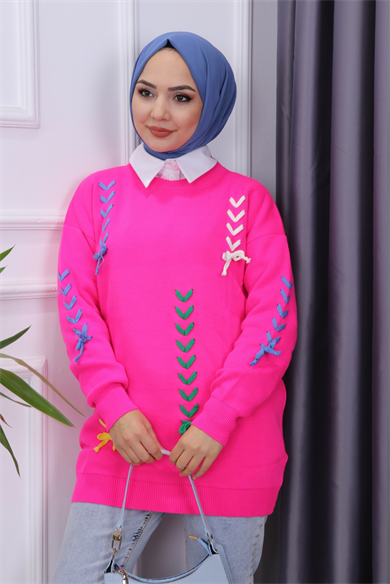 İp Detaylı Tunik Fuşya