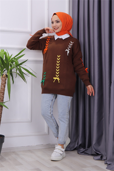 İp Detaylı Tunik Kahverengi