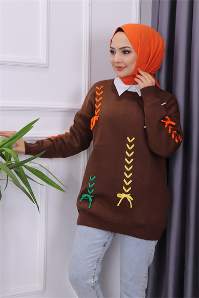 İp Detaylı Tunik Kahverengi