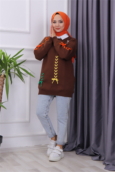 İp Detaylı Tunik Kahverengi
