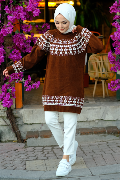 Kahve Desenli Tunik