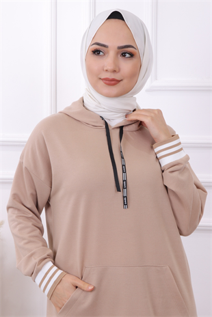 Kanguru Cep Kolu Ve Altı Ribanalı Tunik 