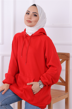 Kanguru Cep Tunik Kırmızı