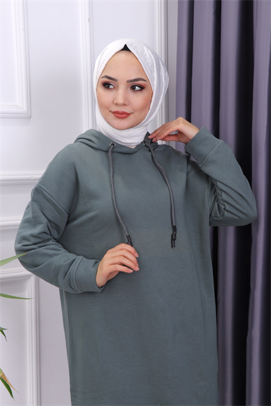 Kapşonlu Sweat Yeşil