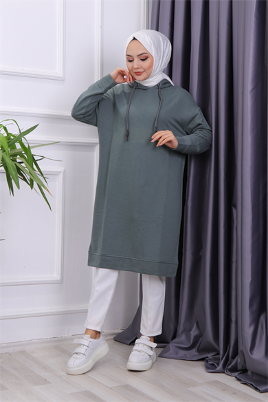 Kapşonlu Sweat Yeşil