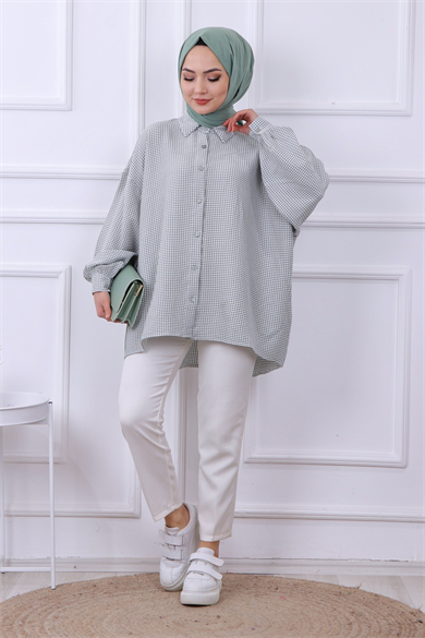 Kareli Tunik Mint Yeşili