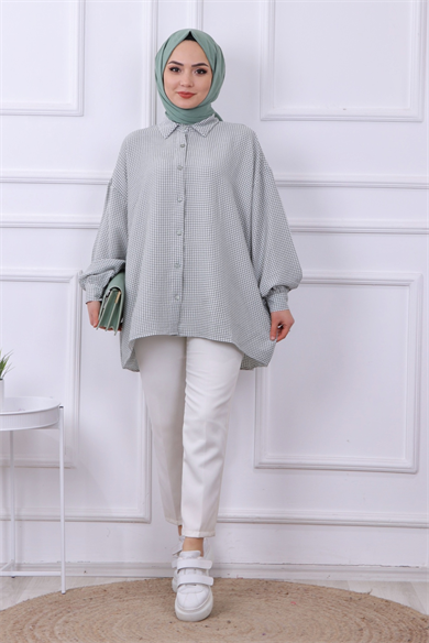 Kareli Tunik Mint Yeşili