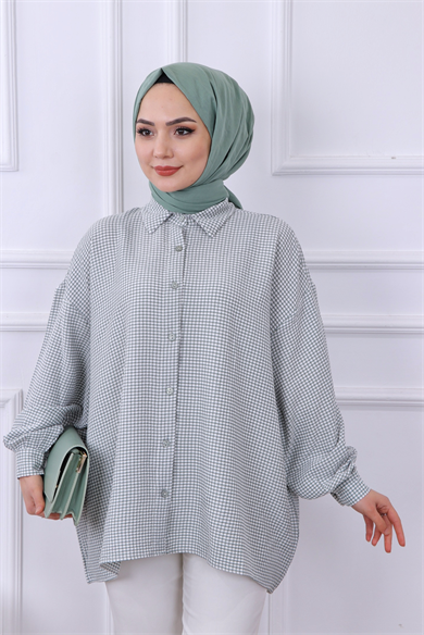 Kareli Tunik Mint Yeşili