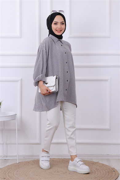 Kareli Tunik Siyah
