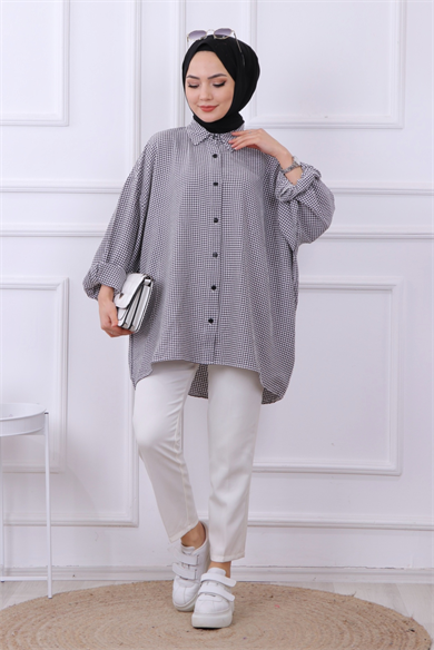 Kareli Tunik Siyah