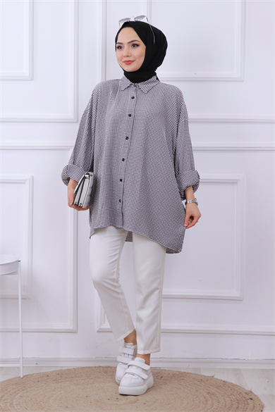 Kareli Tunik Siyah