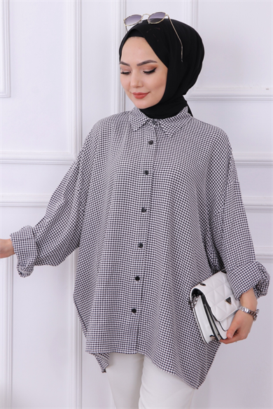 Kareli Tunik Siyah
