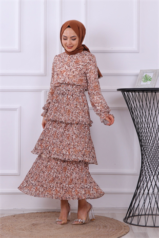 Kat Kat Çiçekli Elbise Krem