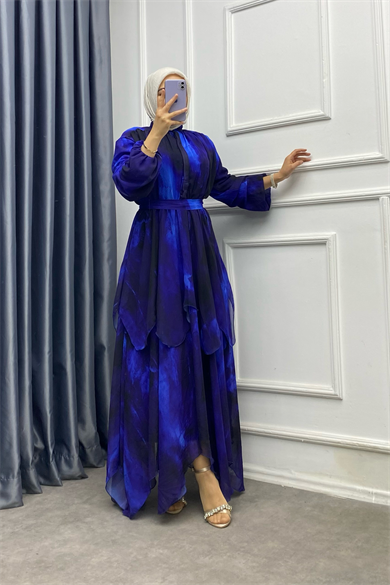 Kat Kat Şifon Elbise Mavi