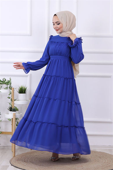 Kat Kat Şifon Elbise Parlement