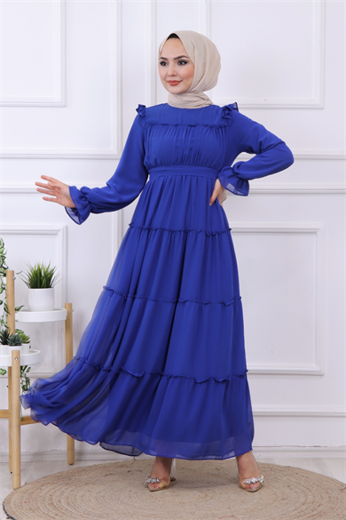 Kat Kat Şifon Elbise Parlement