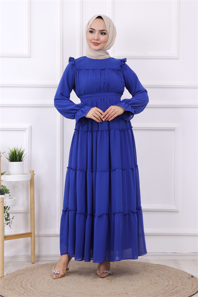 Kat Kat Şifon Elbise Parlement