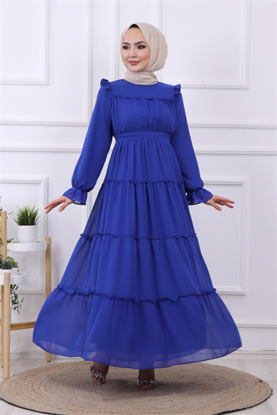 Kat Kat Şifon Elbise Parlement