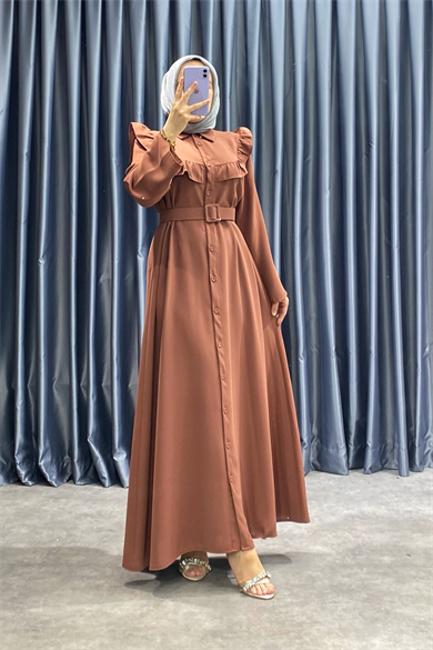 Kemerli Elbise Kiremit