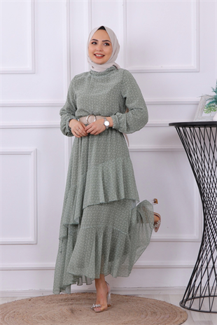 Kemerli Elbise Yeşil