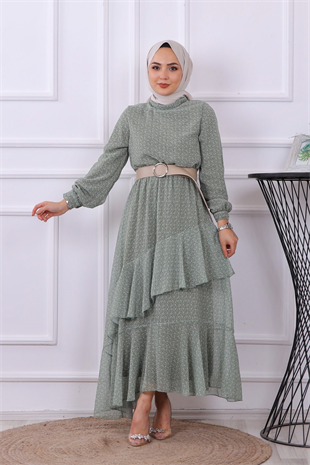 Kemerli Elbise Yeşil