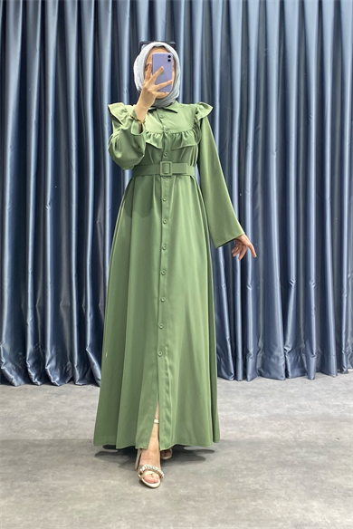 Kemerli Elbise Yeşil