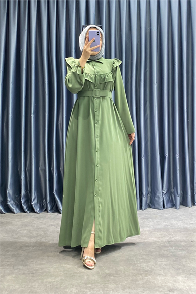 Kemerli Elbise Yeşil