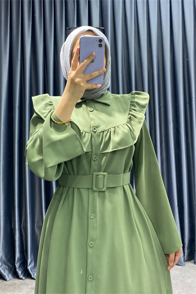 Kemerli Elbise Yeşil
