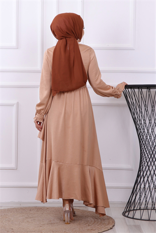 Kemerli Saten Elbise -