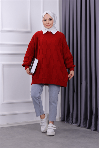 Kendinden Desenli Triko Tunik 