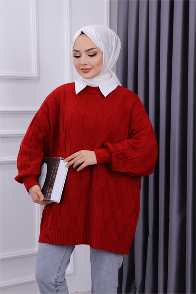 Kendinden Desenli Triko Tunik 