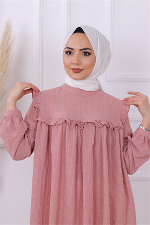 Kendinden Küçük Kareli Tunik Pembe