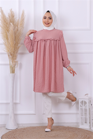 Kendinden Küçük Kareli Tunik Pembe