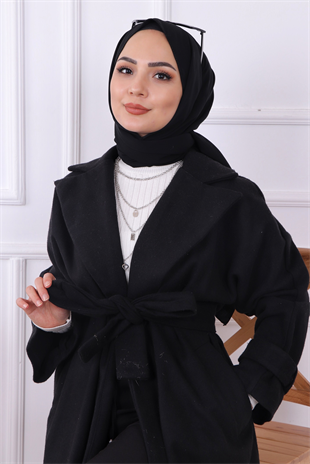 Kol Manşet Detaylı Kaban Siyah