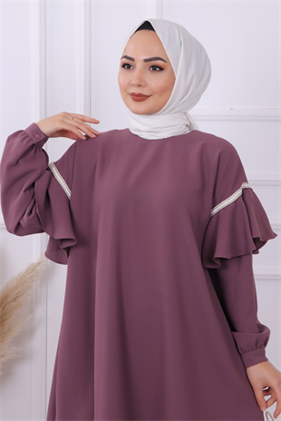 Kolları Fırfır Detaylı Takım Gül Kurusu