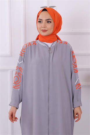Kolları Nakışlı Kap Gri