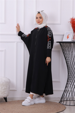 Kolları Nakışlı Kap Siyah