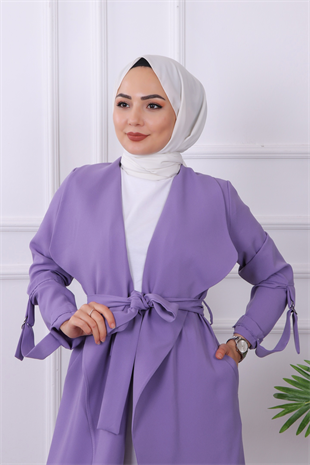 Kolu Katlamalı Trenç Lila