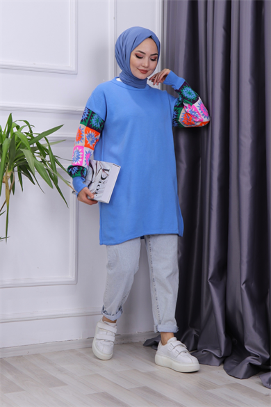 Kolu Kilim Desen Tunik Mavi