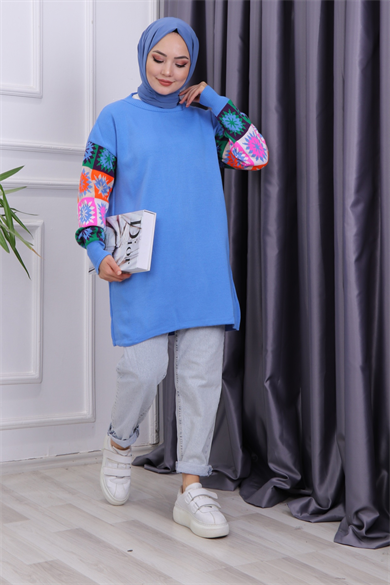 Kolu Kilim Desen Tunik Mavi