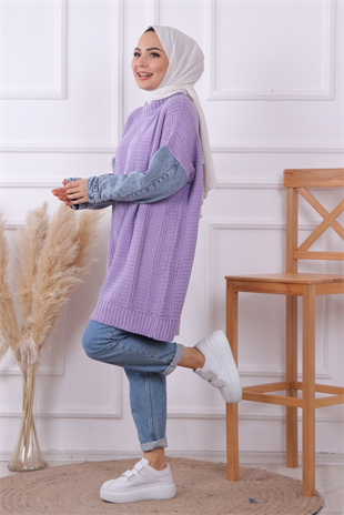 Kolu Kot Detaylı Tunik Lila