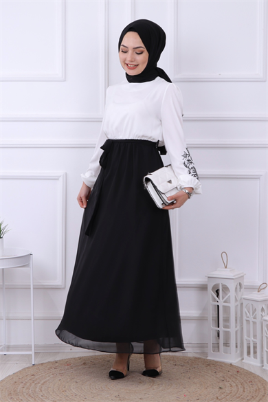 Kolu Nakışlı Elbise