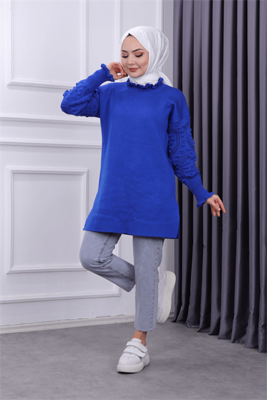 Kolu Ponponlu Tunik Lacivert