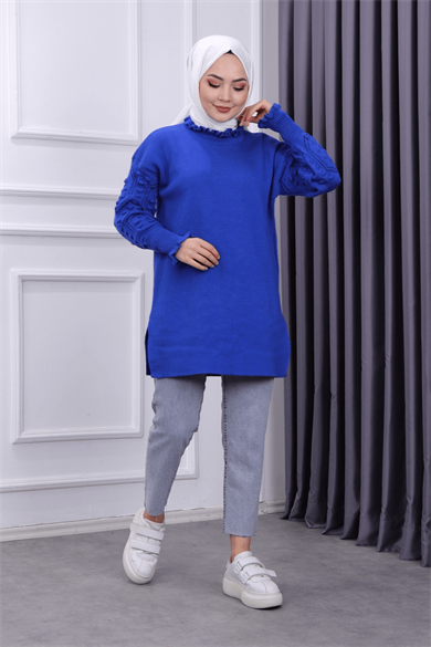 Kolu Ponponlu Tunik Lacivert