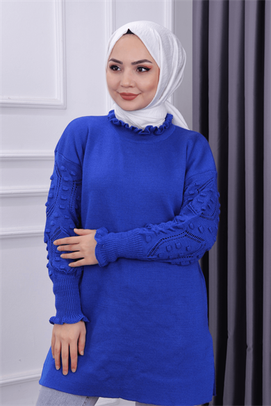 Kolu Ponponlu Tunik Lacivert